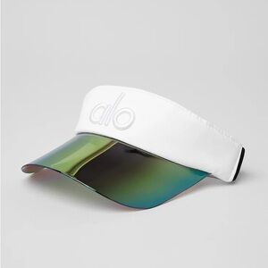 ALO Yoga White Visor with Iridescent Shield